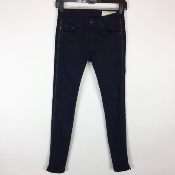 Rag & Bone Jeans 25 Skinny Zipper Sides Stretch Coal Side Zipper W1562K520